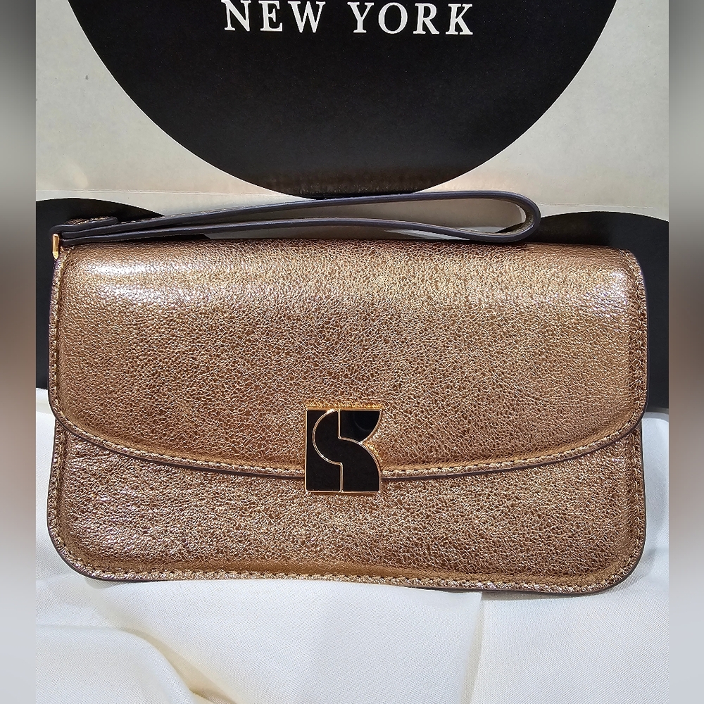 Kate Spade Dakota Crinkle Wristlet Metallic Gold NEW - Picture 3 of 12